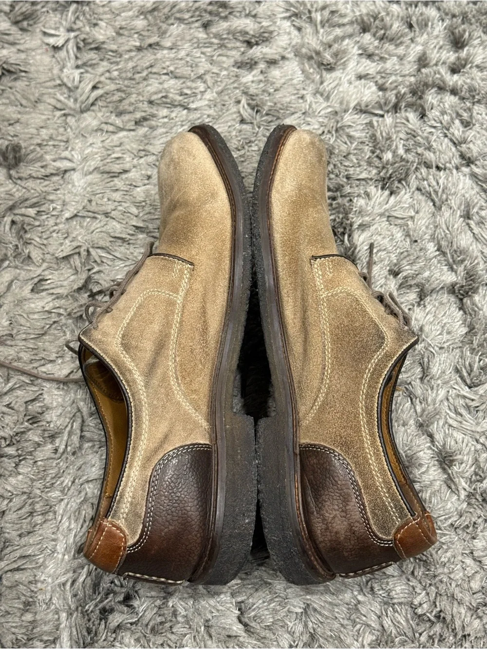 Johnston & Murphy Suade Tan Oxfords Plain Toe Memory Foam Men's Shoes